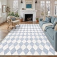 thumbnail image 1 of BERTHMEER 9'x12' Large Area Rugs for Living Room Modern Rhombus Checkered Rugs Bedroom Office Dining Room Farmhouse Geometric Contemporary Washable Non Slip Blue Rugs Carpets, Light Blue, 1 of 5