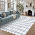 thumbnail image 1 of BERTHMEER 9'x12' Large Area Rugs for Living Room Modern Rhombus Checkered Rugs Bedroom Office Dining Room Farmhouse Geometric Contemporary Washable Non Slip Blue Rugs Carpets, Light Blue, 1 of 5