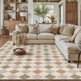 thumbnail image 1 of BERTHMEER 9'x12' Large Area Rugs for Living Room Modern Soft Checkered Rugs Bedroom Office Dining Room Farmhouse Geometric Contemporary Washable Non Slip Rugs Carpets, Green & Orange, 1 of 6