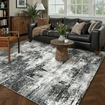 BERTHMEER 9'x12' Large Area Rugs for Living Room Bedroom Office Dining Room Black Neutral Modern Non Slip Washable Abstract Rugs