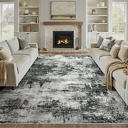 BERTHMEER 9x12 Large Area Rugs for Living Room Bedroom Office Dining Room Black Neutral Modern Non Slip Washable Abstract Rugs