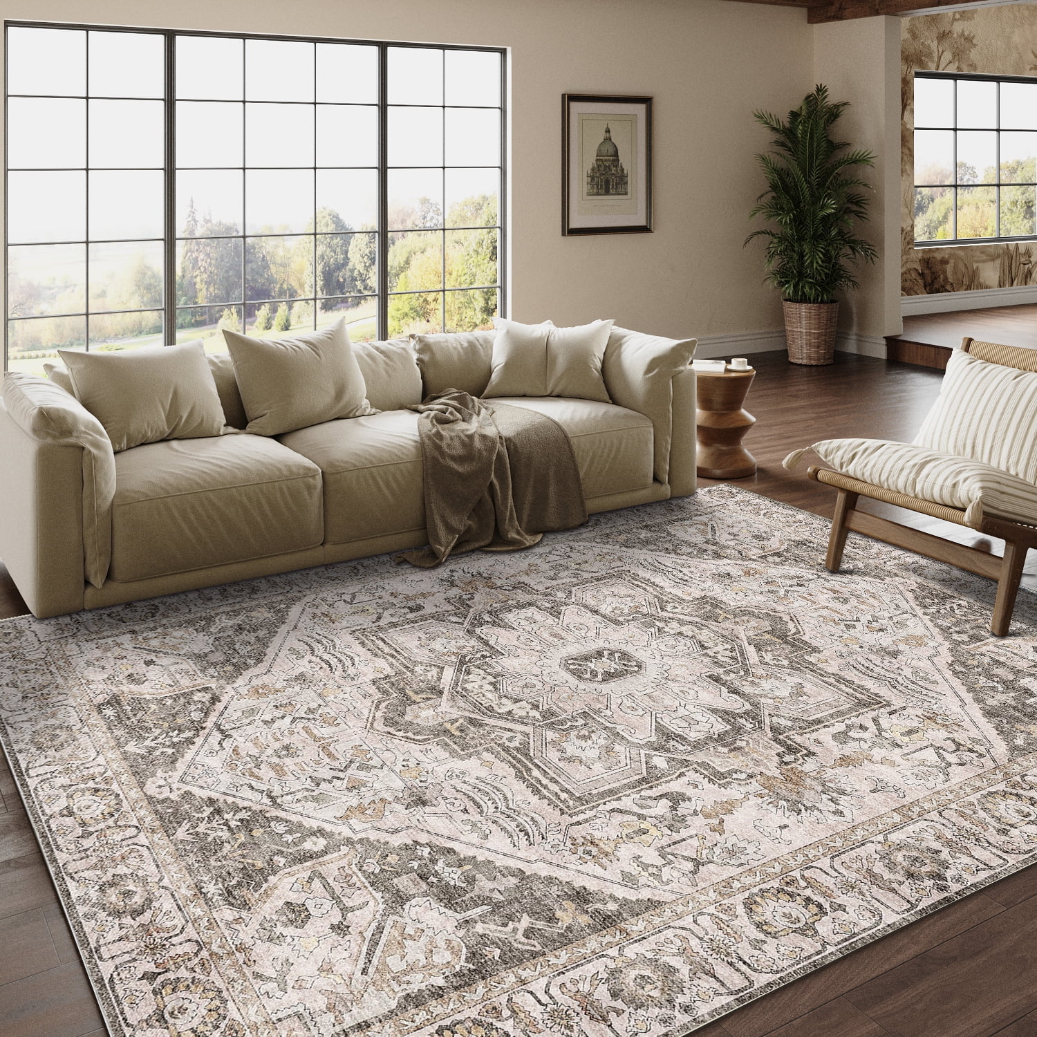 BERTHMEER 9'x12' Large Brown Area Rugs for Living Room Bedroom Vintage ...