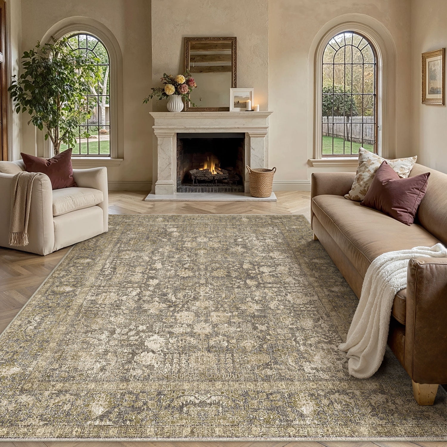 Large Antique Area Rug BERTHMEER 9'x12' Large Vintage Area Rugs Clearance for Living Room ...