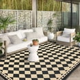 thumbnail image 1 of BERTHMEER 9'x12' Outdoor Rugs Plastic Waterproof Patio Rugs Plastic Straw Diamond Checkered Foldable Camping Rugs, Porch, Deck Rugs, RV Rugs for outdoor, Khaki, 1 of 6