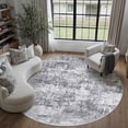 thumbnail image 1 of BERTHMEER Abstract Round Area Rugs 8'x8' Washable Rugs for Office Living Room Dining Room Non-slip, Gray, 1 of 7