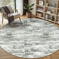 thumbnail image 1 of BERTHMEER Abstract Round Area Rugs 8'x8' Washable Rugs for Office Living Room Dining Room Non-slip, Gray, 1 of 6