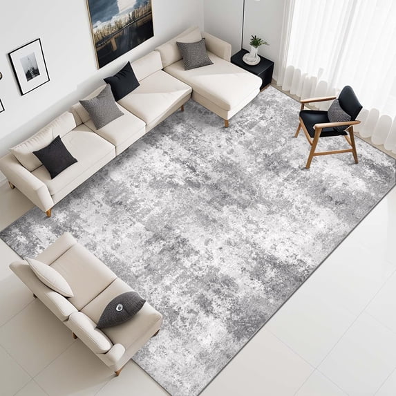 BERTHMEER Area Rugs 6'x9' Abstract for Living Room,Bedroom Dining Room Rugs,Non-Slip Machine Washable Area Rugs,Gray