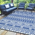 thumbnail image 1 of BERTHMEER Blue and White 6x9 ft Outdoor Area Rugs Plastic Straw Rugs for Patios Clearance,Reversible Waterproof Mats for Deck,Camping,Beach,Picnic,Porch,Garden and Balcony, 1 of 6