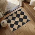 thumbnail image 1 of BERTHMEER Checkered 2'x3' Easy Jute Kitchen Rug, Front Door Mat Non Slip Washable Neutral Area Rug, Farmhouse Diamond Non Shedding Low Pile Floor Carpet for Entryway Porch Doorway, 1 of 6