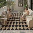 thumbnail image 1 of BERTHMEER Checkered 8'x10' Easy Jute Area Rug, Large Living Room Patio Rug Checkerboard Indoor Outdoor Carpet, Farmhouse Geometric Non Slip Black Carpet for Backyard Dining Room, 1 of 8