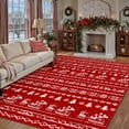 thumbnail image 1 of BERTHMEER Christmas Area Rug 5'X7' Christmas Rugs for Living Room Bedroom Dining Room Kitchen Snowflake Print Machine Washable Non-slip Rug,Red, 1 of 7