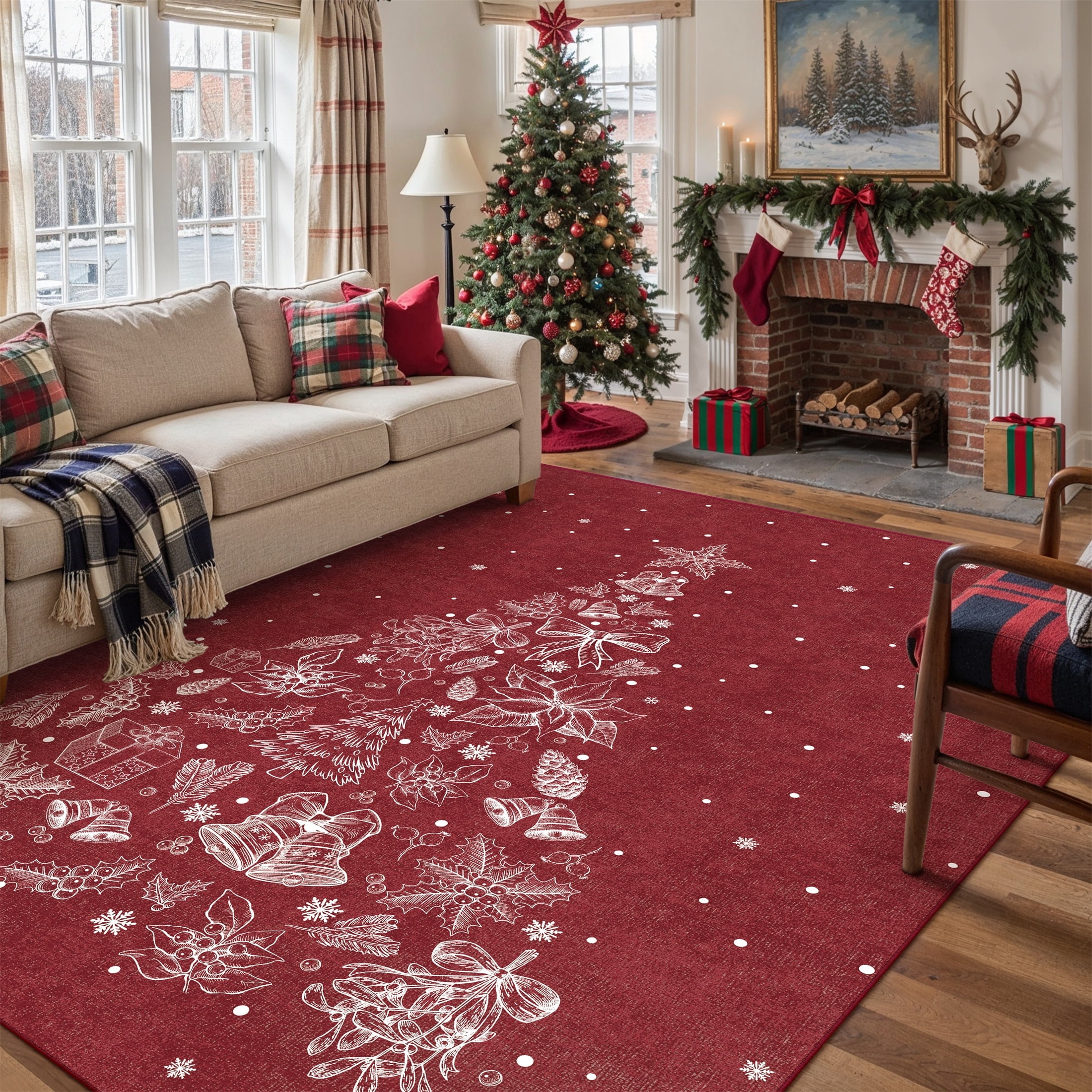 Christam Rug BERTHMEER Christmas Area Rug 5'X7' Living Room Christmas Rugs for ...