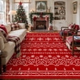thumbnail image 1 of BERTHMEER Christmas Area Rug 5'X7' Red Rug Xmas Snowflake Kitchen Rug for Living Room Bedroom Dining Room Kitchen Laundry Low Pile Washable Non-slip Rug,Red, 1 of 7