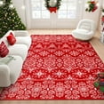 thumbnail image 1 of BERTHMEER Christmas Rug 6'X9' Machine Washable Non-slip Rugs for Living Room Dining Room Bedroom Laundry Snow Print,Red, 1 of 5