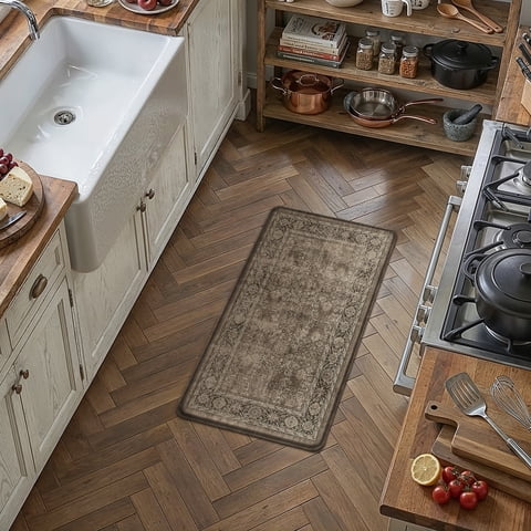 BERTHMEER Kitchen Rugs and Mats, 17.3"x30" Anti Fatigue Waterproof Brown Kitchen Mats, Non Slip Comfort Standing Mat Rug for Home, Sink, Laundry, Brown