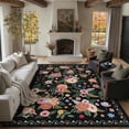 thumbnail image 1 of BERTHMEER Large 8'x10' Area Rugs for Living Room Bedroom Office Rugs Vintage Black Floral Carpets Machine Washable Farmhouse Dining Room Oriental Flower Non Slip Rugs, Multicolor, 1 of 8