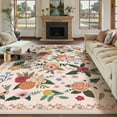 thumbnail image 1 of BERTHMEER Large 8'x10' Area Rugs for Living Room Bedroom Office Rugs Vintage Pink Floral Carpets Machine Washable Farmhouse Dining Room Oriental Flower Non Slip Rugs, Multicolor, 1 of 9