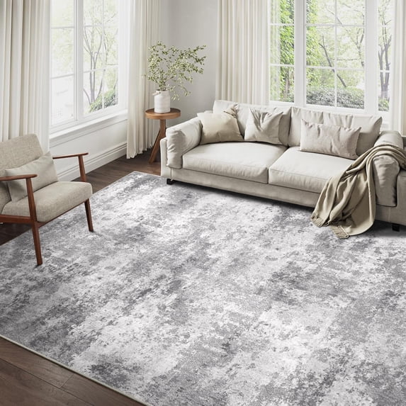 BERTHMEER Large Area Rug 8'x10' for Living Room Abstract Machine Washable Rugs,Indoor Non-Slip Rugs for Kitchen Bedroom Dining Room,Gray