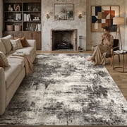 BERTHMEER Large Area Rugs 8x10 Clearance for Living Room Bedroom Office Dining Room Farmhouse Black Neutral Modern Rugs Non Slip Abstract Rugs