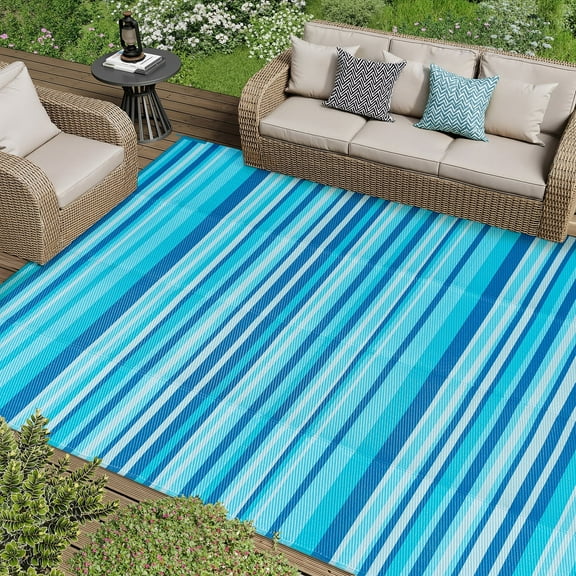 BERTHMEER Outdoor Plastic Rugs on Sale Clearance 8'x10' for Patios Waterproof Area Rugs Deck Rugs RV Rugs for outdoor,Pool,Balcony Rugs,Blue
