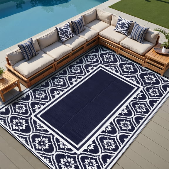 BERTHMEER Outdoor Plastic Rugs Clearance 8'x10' Waterproof Patio Rugs Area Rugs Straw Rugs, Camping RV Rugs for outside, Balcony, Pool, Deck Rug