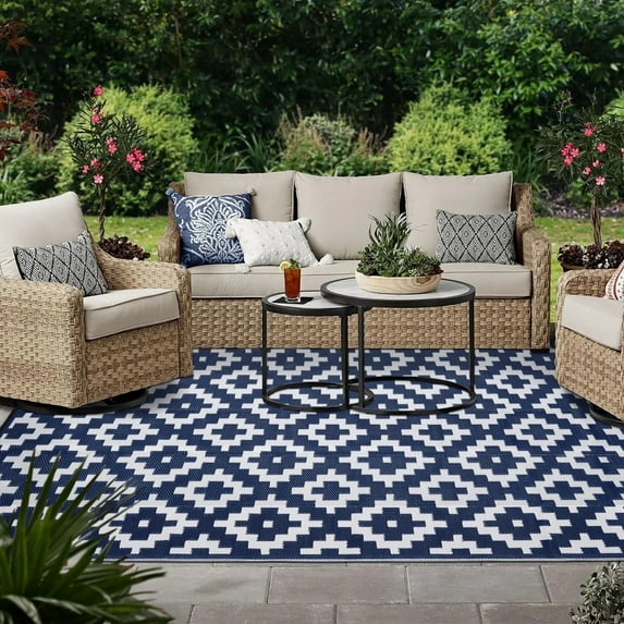 BERTHMEER 5'x8' Outdoor Rugs Clearance Waterproof Plastic Patio Rugs Camping Rugs, Porch,Deck Rugs, RV Rugs for outside