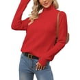 thumbnail image 1 of BERTHMEER Red Wool Sweaters Turtle Necks for Women Long Sleeve Oversized Sweaters Mock Turtleneck Sweaters Women Cable Knit Sweaters Vintage Sweaters, 1 of 9