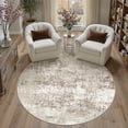 thumbnail image 1 of BERTHMEER Round Area Rugs 5'x5' Washable Abstract Rugs for Living Room Bedroom Office Dining Room Non-slip Modern Contemporaray Distressed Rugs,Beige, 1 of 5