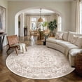 thumbnail image 1 of BERTHMEER Round Area Rugs 8'x8' Washable Rugs for Office Living Room Dining Room Non-slip, Brown, 1 of 8