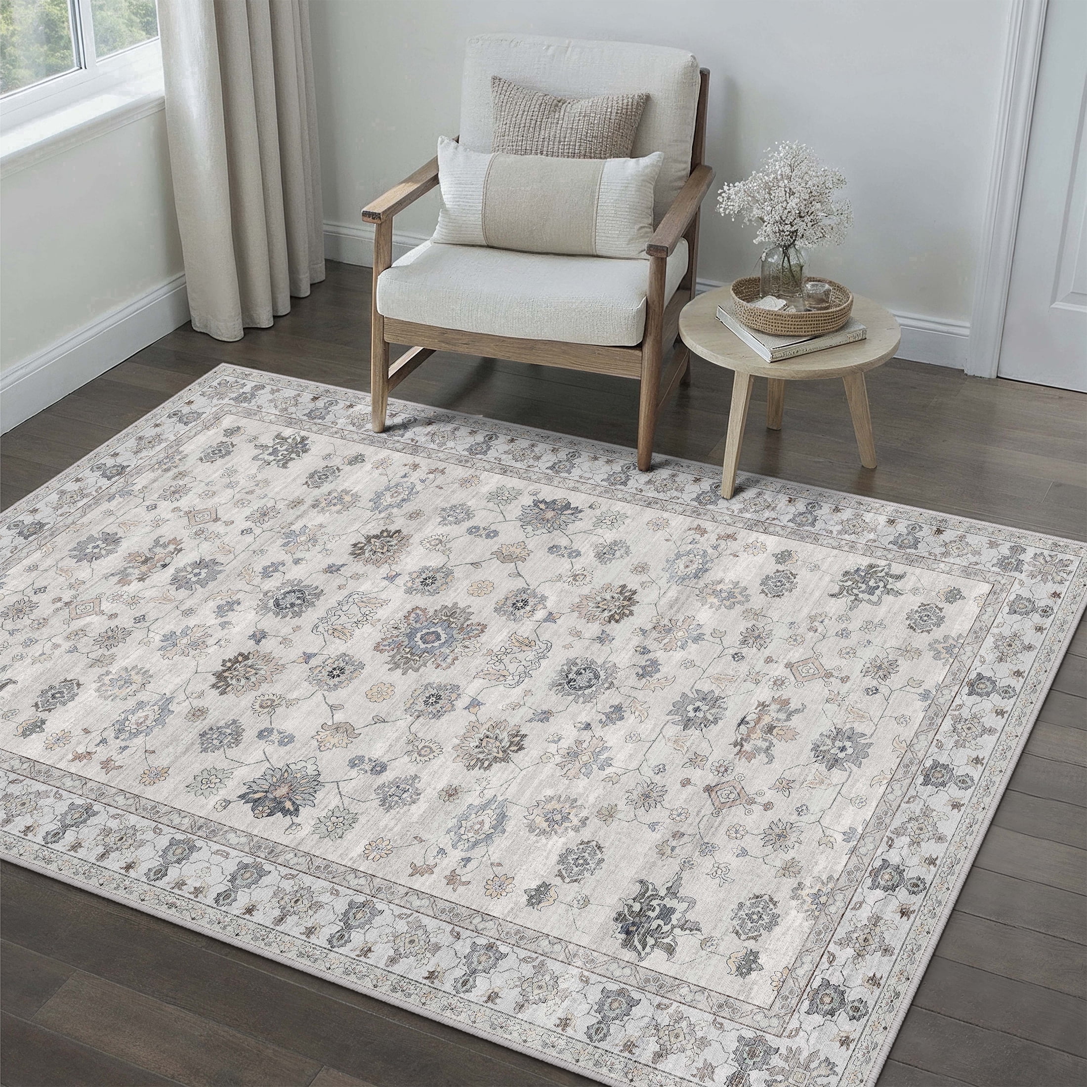 berthmeer small area rugs 3'x5' for bedroom bathroom entryway kitchen laundry rugs non slip washable vintage gray carpets oriental dorm office entrance traditional distressed throw rugs