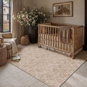 BERTHMEER Small Area Rugs 3'x5' for Bedroom Bathroom Entryway Laundry Geometric Checkered Rhombus Pattern Rugs Non Slip Washable Modern Contemporary Carpets Brown Dorm Entrance Throw Rugs