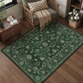 thumbnail image 1 of BERTHMEER Small Area Rugs 3'x5' for Bedroom Bathroom Entryway Laundry Rugs Non Slip Washable Vintage Green Carpets Oriental Cirrus Floral Dorm Office Entrance Traditional Distressed Throw Rugs, 1 of 6