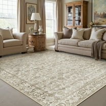 BERTHMEER Vintage Brown Large Area Rugs 8’x10' Clearance for Living Room Bedroom Office Dining Room Farmhouse Non Slip Washable Oriental Floral Traditional Distressed Rugs Carpets