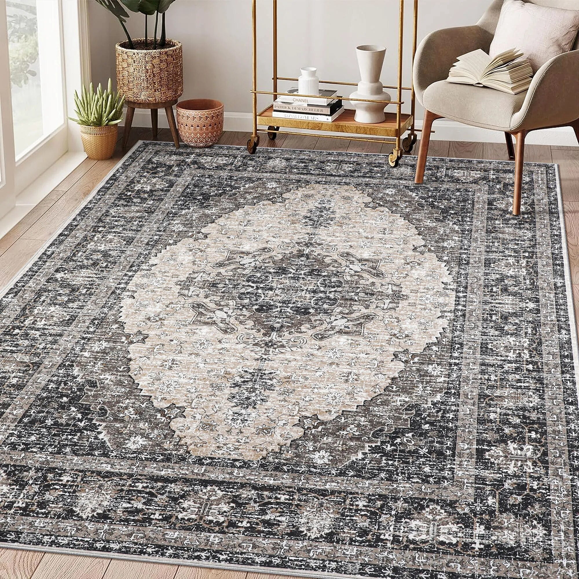 BERTHMEER Washable 5' x 7' Area Rugs indoor Persian Vintage Area Rugs
