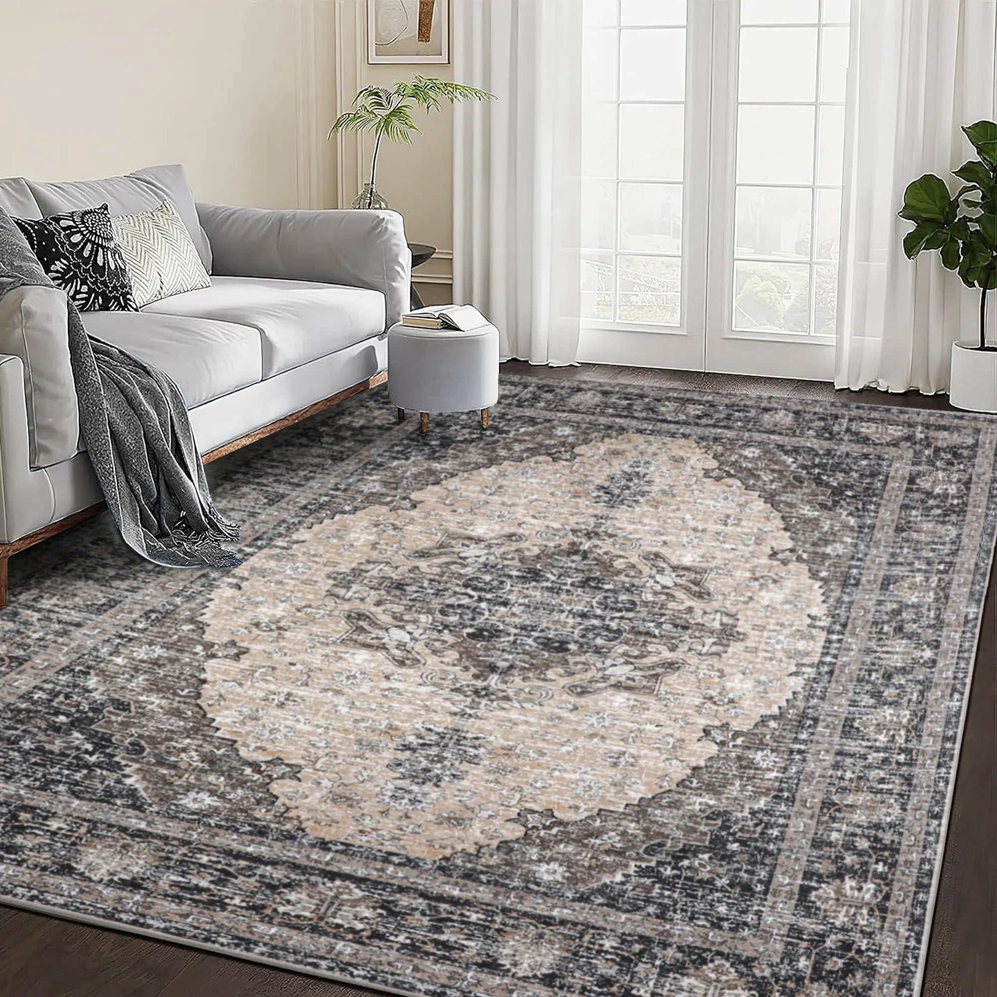 BERTHMEER Washable 5'x7' Area Rugs indoor Vintage Area Rugs for Living ...