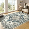 thumbnail image 1 of BERTHMEER Washable Rugs 3'x5' Small Blue Area Rugs for Bathroom Kitchen Bedroom Entryway Rugs Non Slip Vintage Traditional Carpets Office Dorm Entrance Oriental Distressed Throw Rugs, 1 of 4