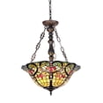 thumbnail image 1 of BERTRAM Tiffany-style 3 Light Victorian Inverted Ceiling Pendant 18" Shade, 1 of 2