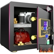 BESAFETY 1.5 Cuft Home Security Safe Box with Digital Keypad, Adjustable Shelf, Fireproof & Waterproof Bag