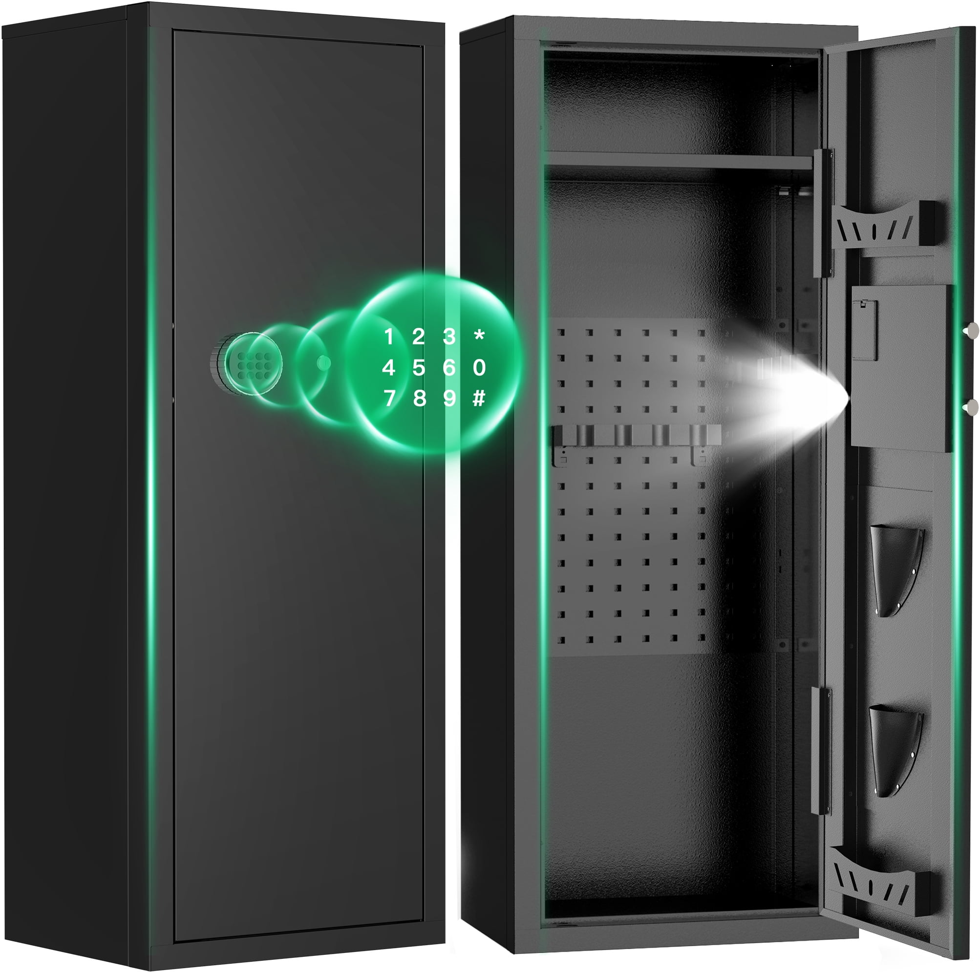 BESAFETY 12-15 Gun Cabinet, Quick Access Long Gun Safe for Home Rifles and Pistols, Large Unassembled Rifle Safe with Removable Shelves, Pegboard