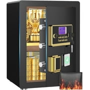 BESAFETY 3.5 Cuft Large Safe Box, Digital Keypad Home Security Safe With Fireproof Bag & Alarm System(Black)