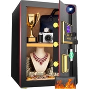 BESAFETY 3.5 Cuft Large Safe Box, Digital Keypad Home Security Safe With Fireproof Bag & Alarm SystemBlack