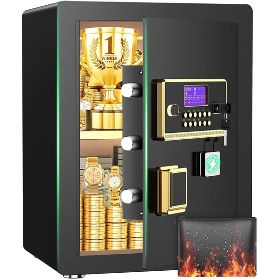 JEENY FRIDA BESAFETY 4.5 Cuft Large Safe Box, Digital Keypad Home Security Safe With Fireproof Waterproof Bag & Adjustable Shelf