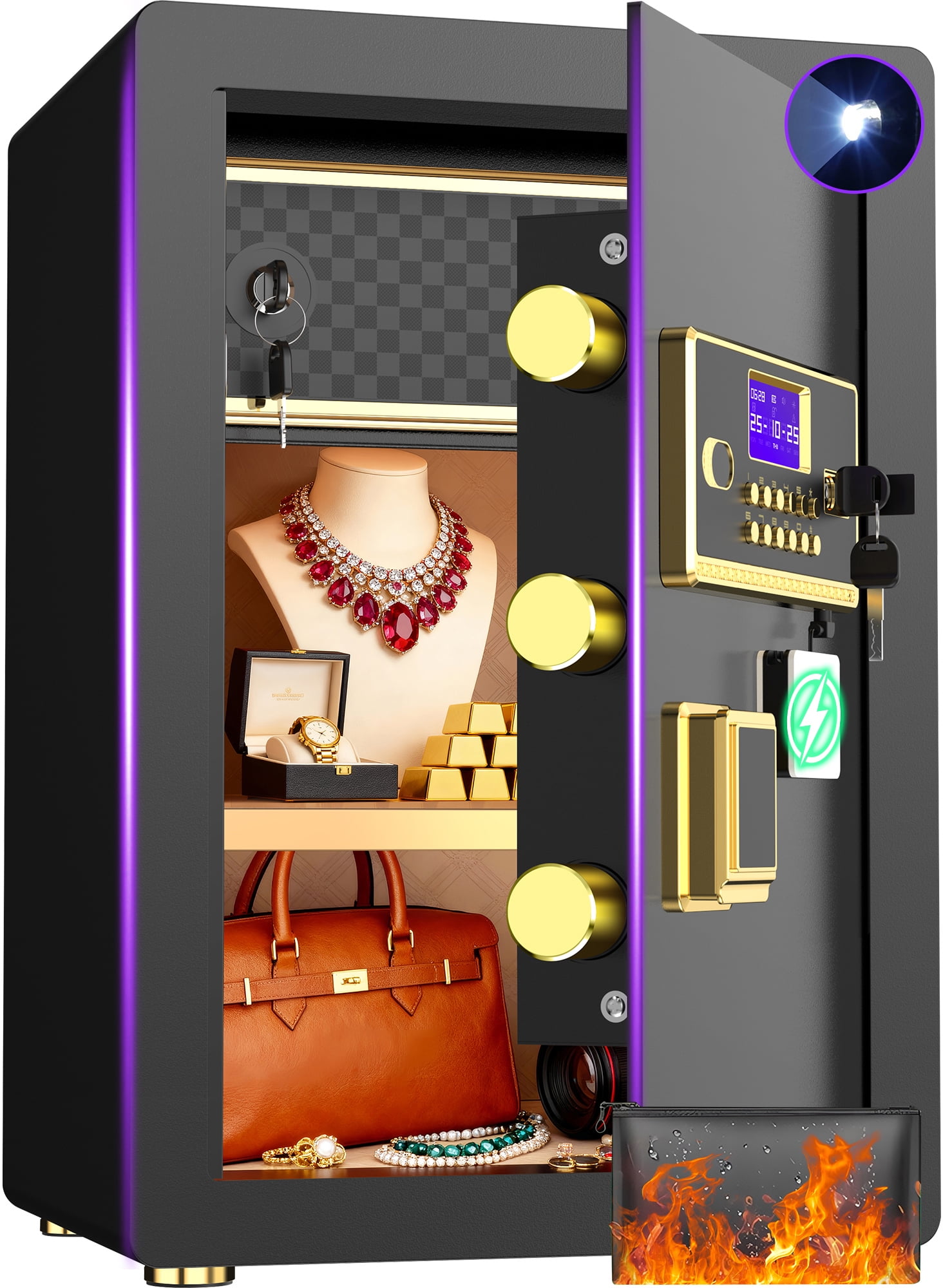 Walmart Black Friday Deals 2025 - BESAFETY 5.0 Cuft Large Safe Box, Security Home Safe with Interior Safe Lock Box, Fireproof Waterproof Document Bag, Electronic Keypad Digital Lock, for House Office