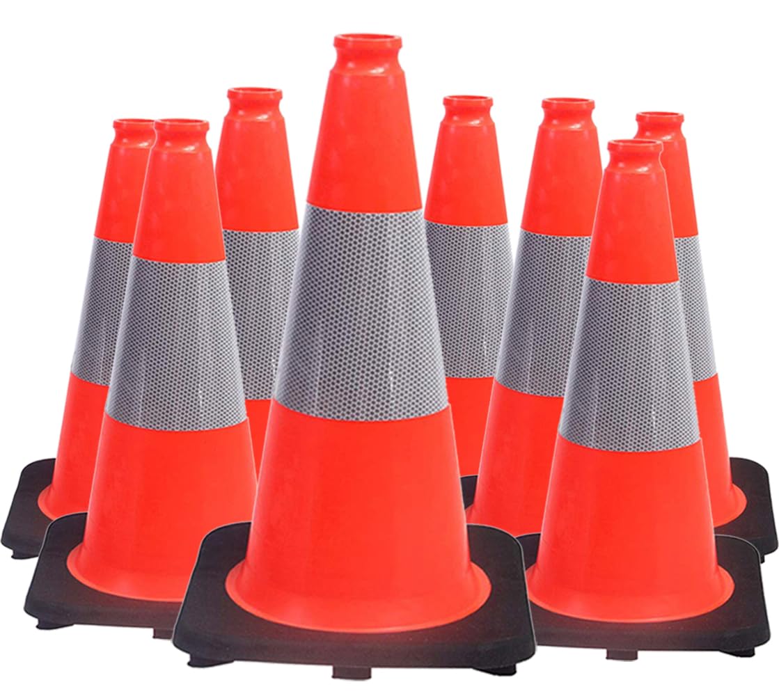 BENTISM Safety Cones, 12 x 28" Traffic Cones, PVC Orange Construction