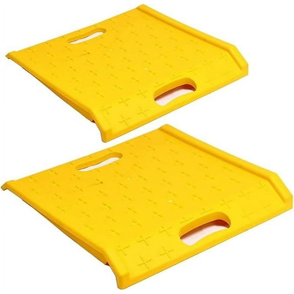 BESEA 2 Pack Curb Ramp, 4" Rise Portable Ramps of Wheelchairs, 5000 lbs Capacity (Yellow)