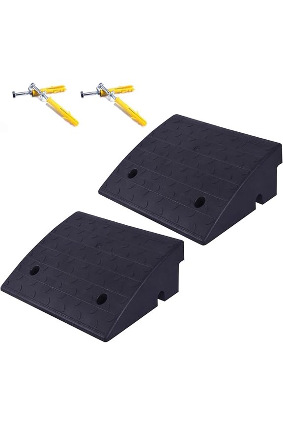 2 Pack Rubber Curb Ramp for Driveway, 7'' inch Rise Height Threshold Ramps
