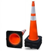 BESEA 36'' PVC Traffic Safety Cones, Orange Road Parking Cone for Construction & Traffic Control-6 Pack