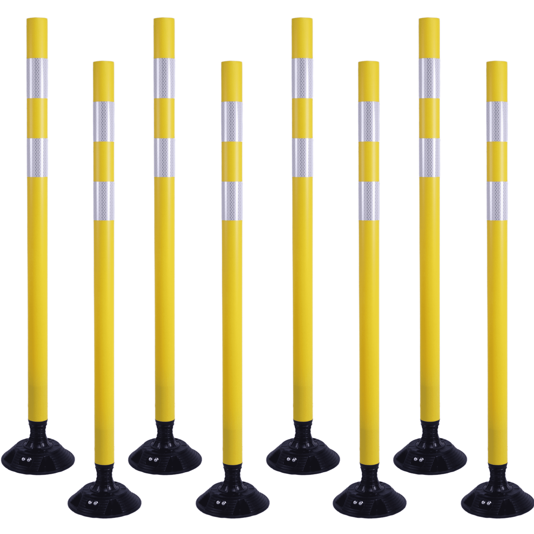 BESEA 48 Inch Traffic Delineator Post Cones, 8Pcs Yellow Delineator Post for Driveway with Highly Reflective Collars