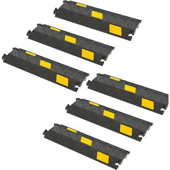 BESEA 6 Pack Cable Ramp Cord Protector, 17" PVC Cables Protector Ramps 1 Channel