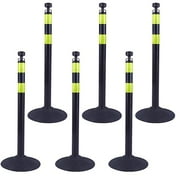 BESEA Rubber 39 Inch Traffic Delineator Posts, 6 Pack Safety Cones for Driveway with Reflective Stripes